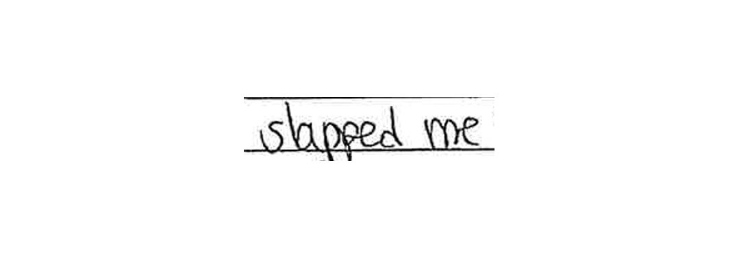 statement_0000_cb-fabiablert-rodriguez-1 Handwritten excerpt from CB's filing for Domestic Violence Protective Order against Fabialbert Rodriguez. Handwritten text reads: "slapped me"